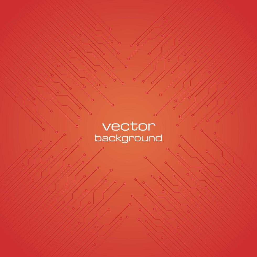 Abstract technological orange background with elements of the microchip. Circuit board background texture. Vector illustration.
