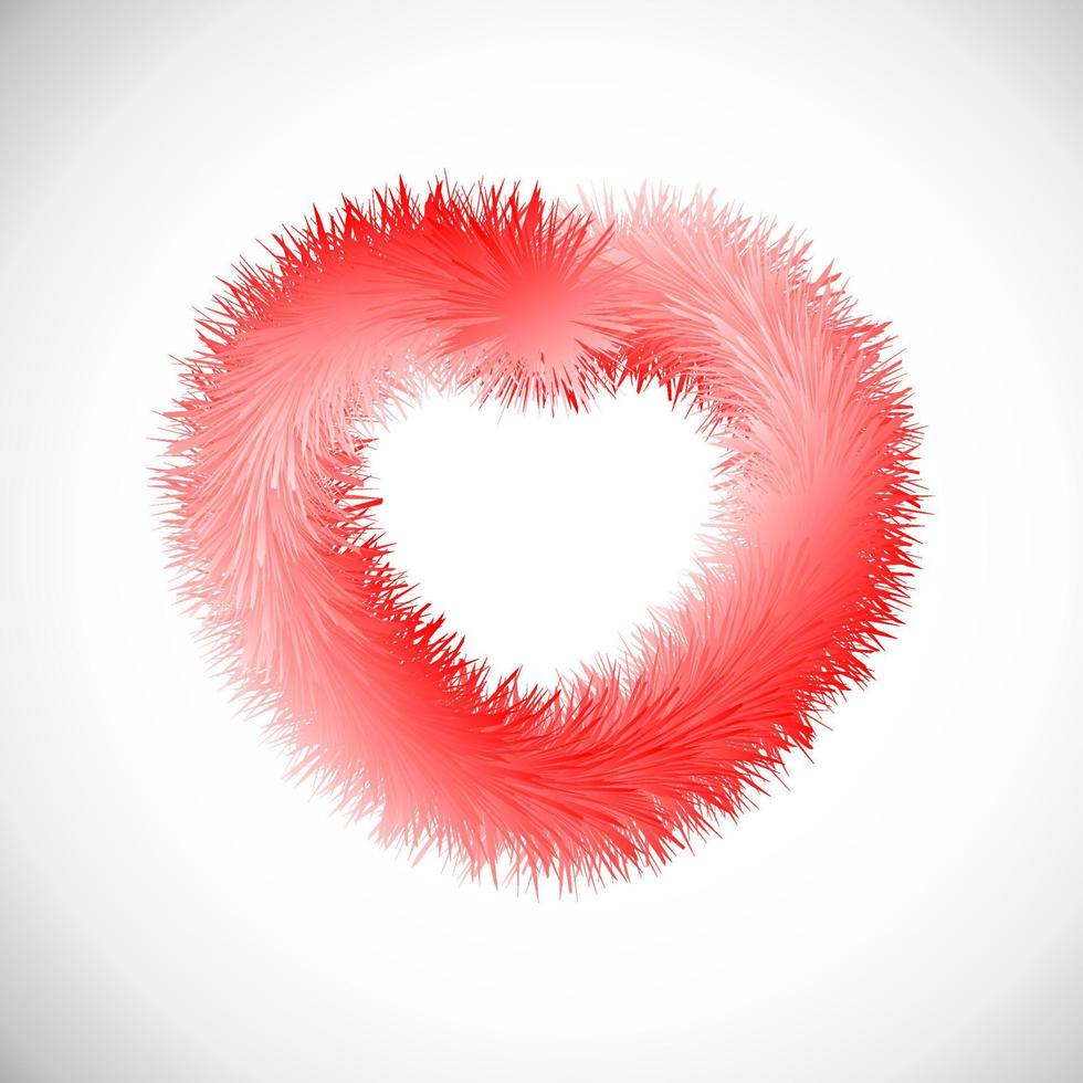 Red heart with fur effect. Symbol of Love. Vector illustration.