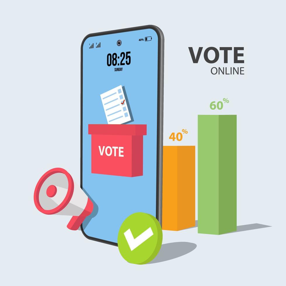 Flat vector concept voting online, selection internet system.