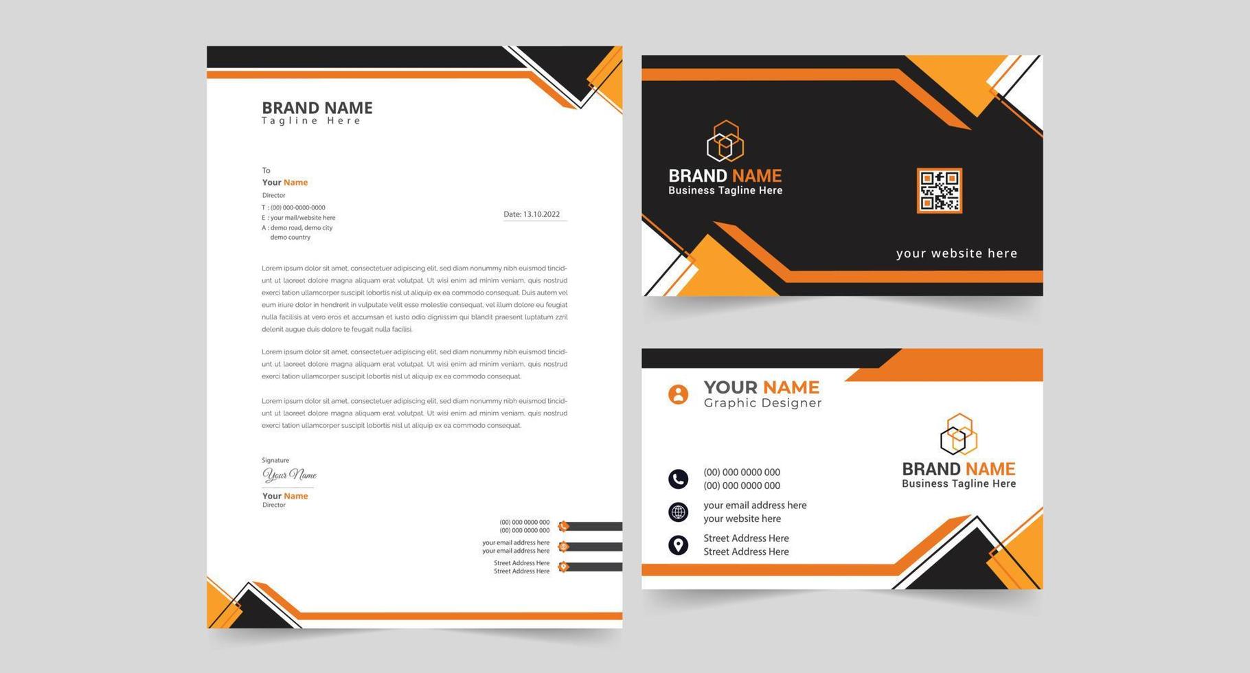 creative corporate letterhead and business card design vector template