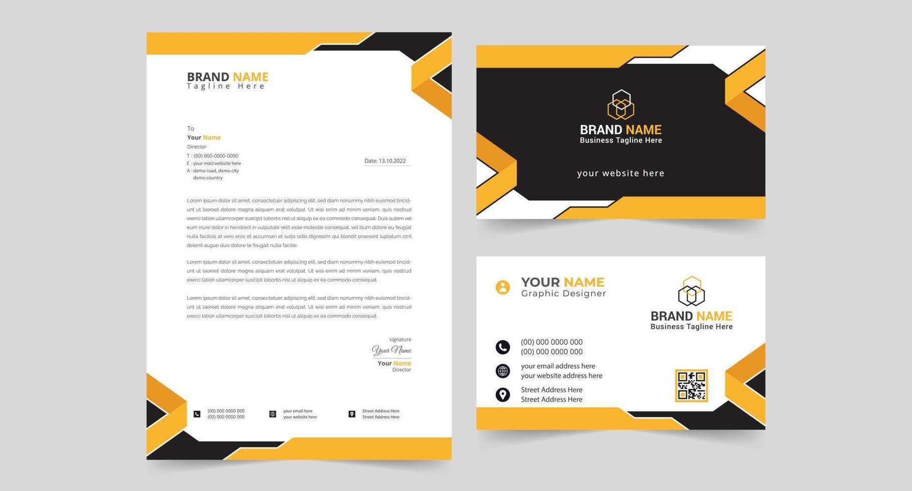 creative corporate letterhead and business card design vector template