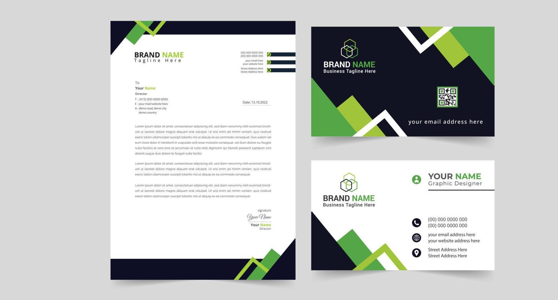 creative corporate letterhead and business card design vector template