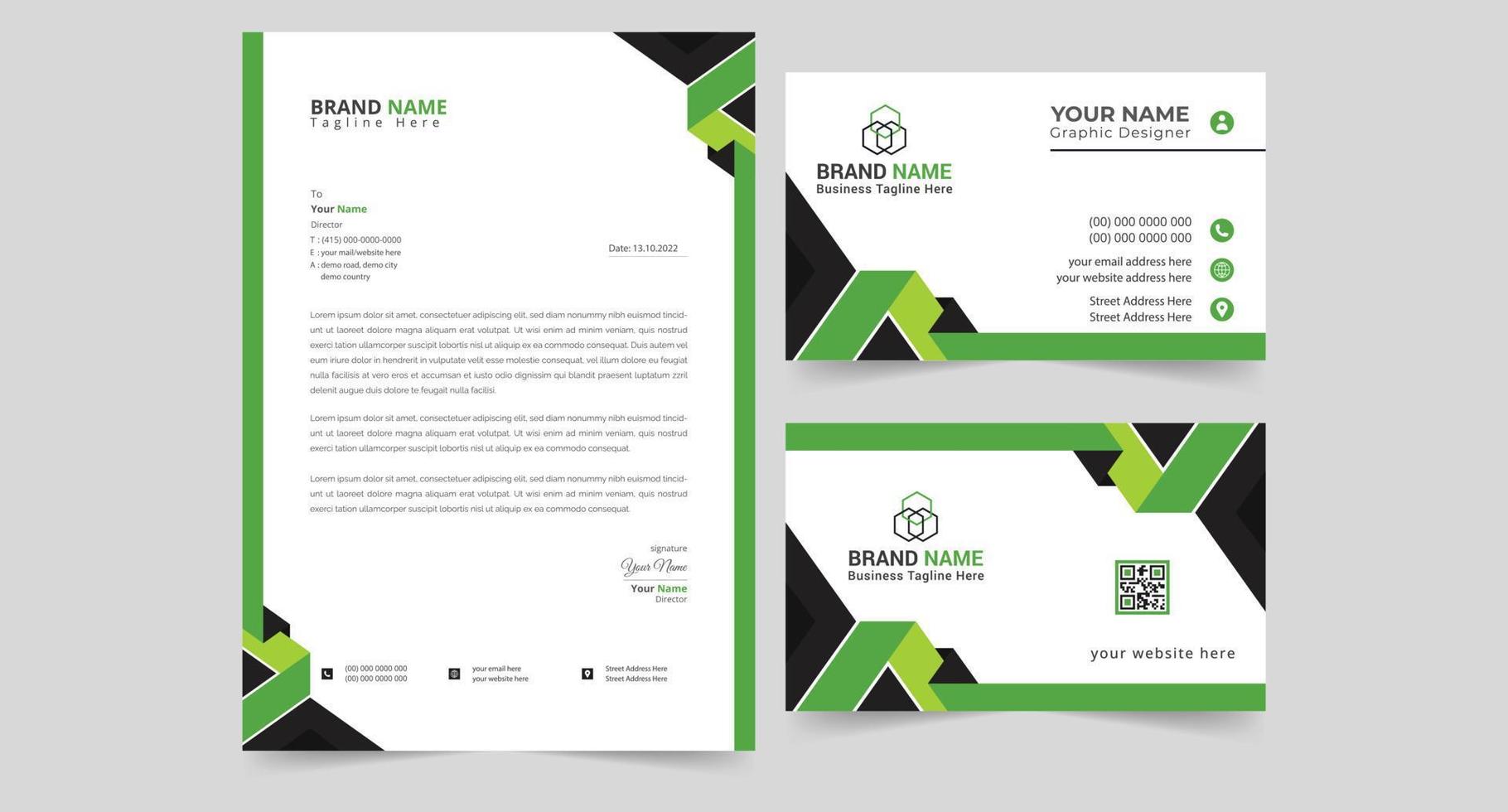 creative corporate letterhead and business card design vector template