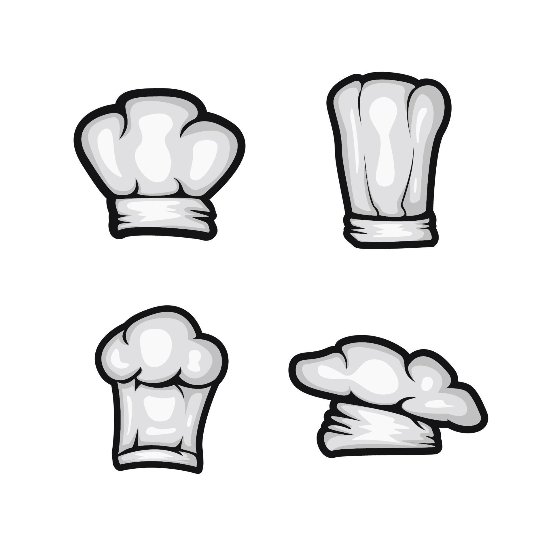Set Chef hat cartoon element vector with transparent background