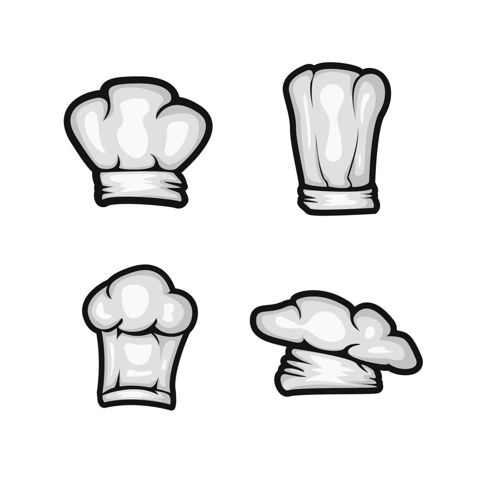 set-chef-hat-cartoon-element-vector-with-transparent-background