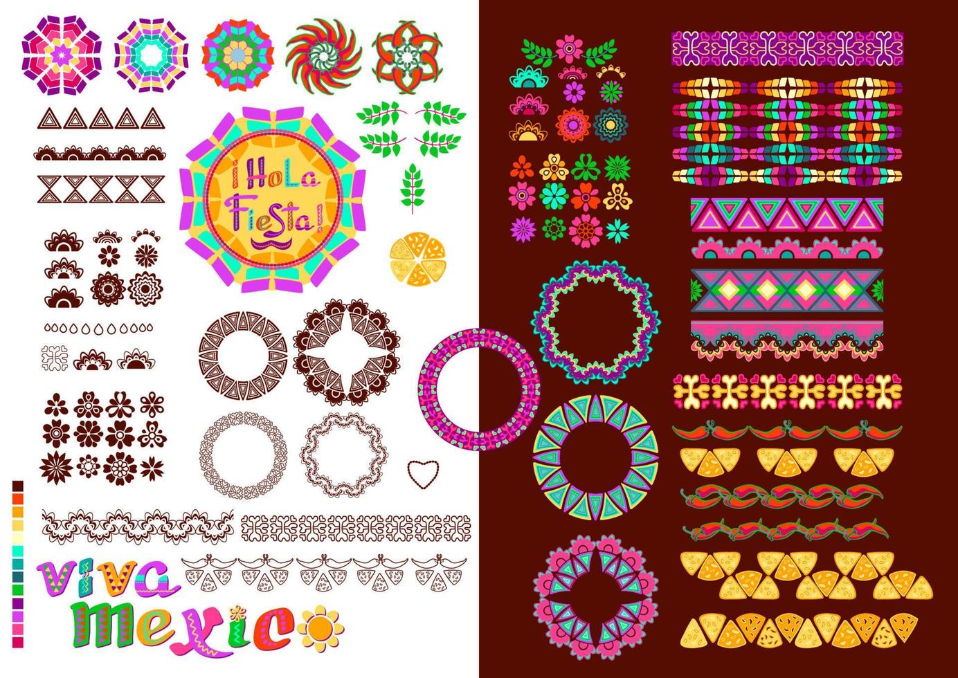 Collection of Mexican holidays symbols set. Fiesta party supplies. Vector. vector