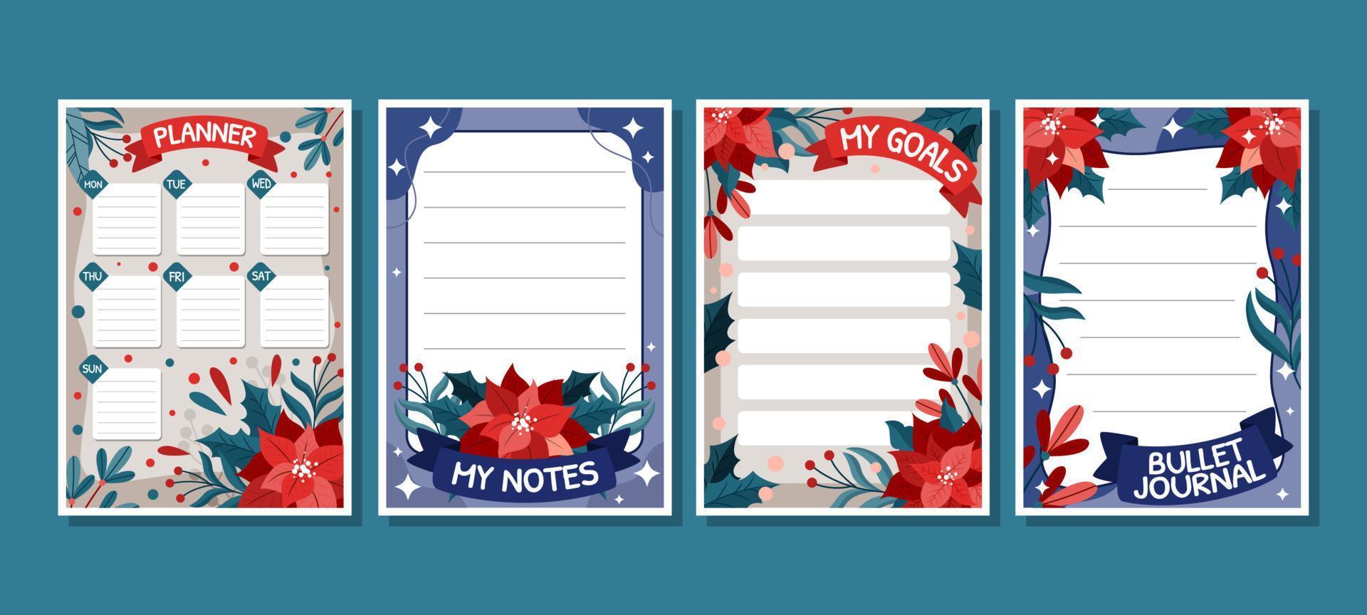 Poinsettias Journal Template vector