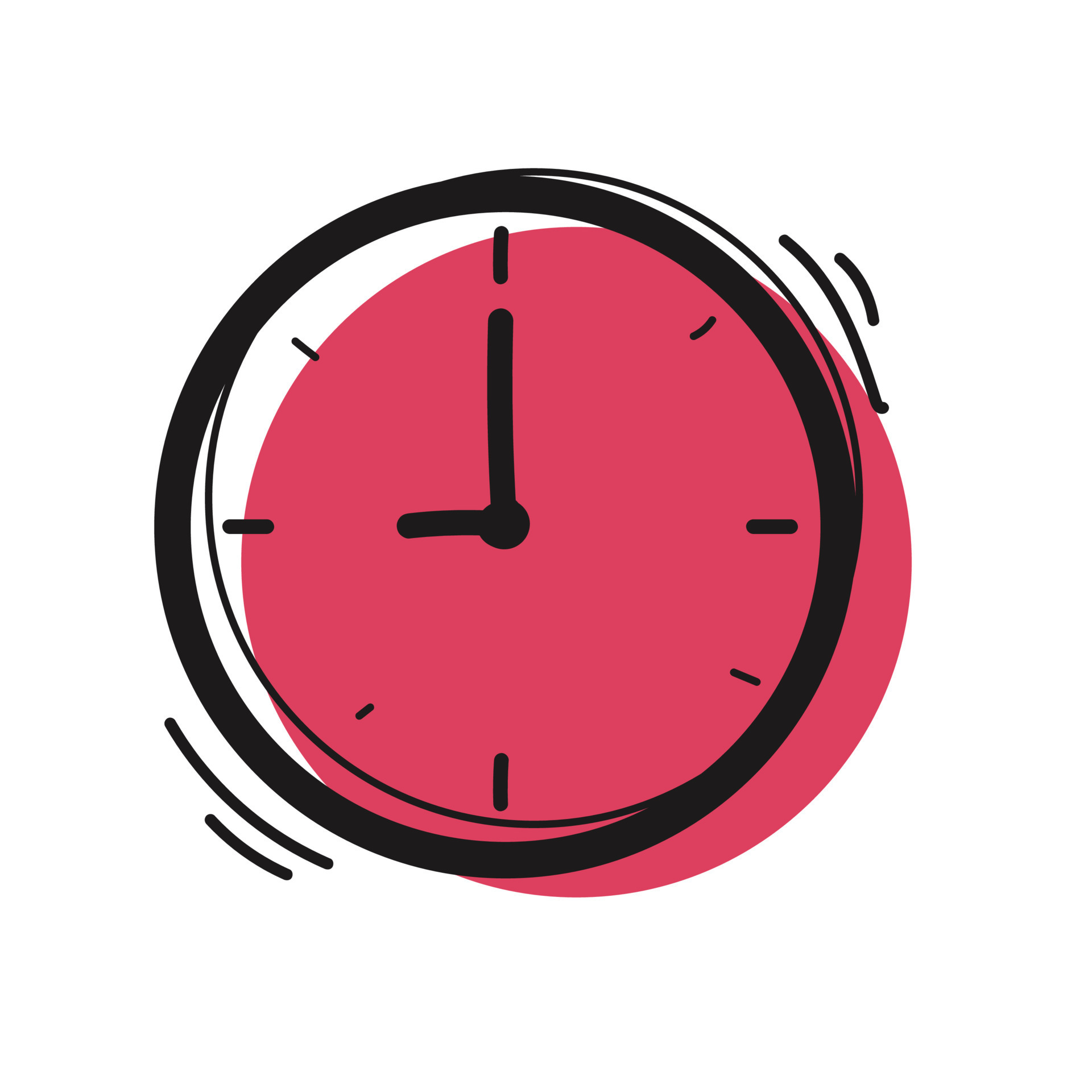 hand drawn Time and clock vector linear icons.Time management. Timer