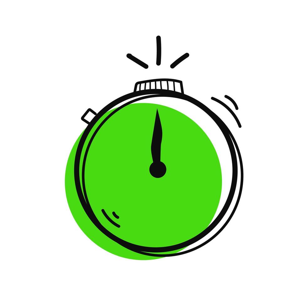 Hand drawn stopwatch timer symbol, fast time logo concept. Stopwatch quick delivery speed concept, express and urgent services. Deadline and delay doodle. vector