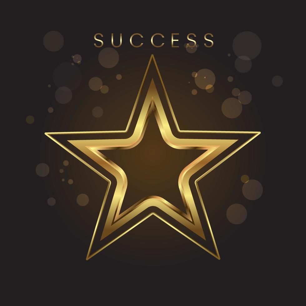 A Golden award Star prize with premium bokeh effect, and Success golden metalic star, the premium star vector design illustration