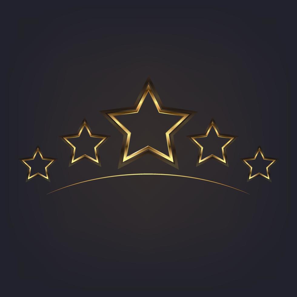 Golden stars vector design, preminm gold star icon, symbol, mark and object. Gradient golden star shape on a dark background.