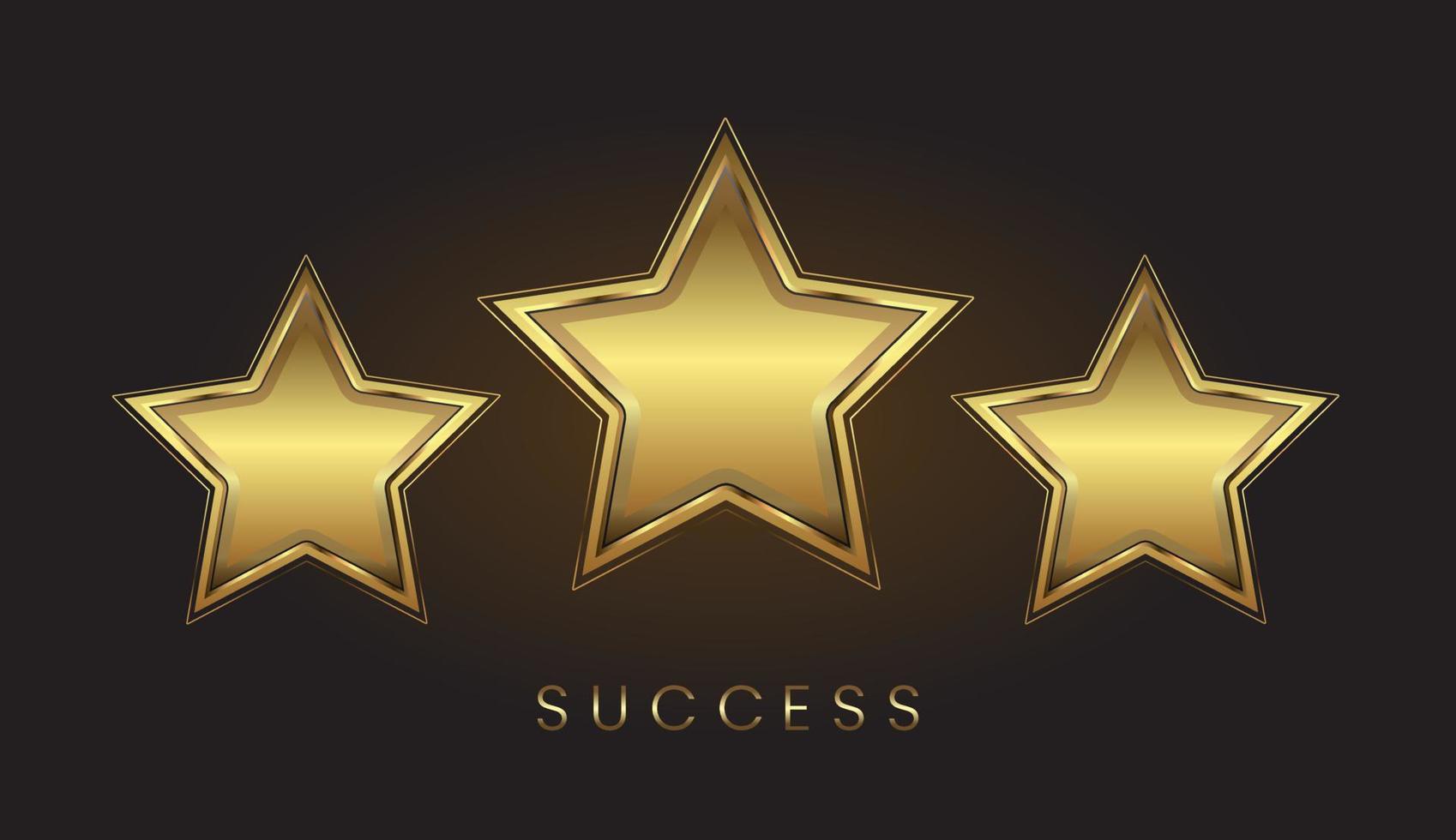 golden metallic stars on gradient brown background use as congrats banner, top level and the the greatest winner prize concepts design. vector