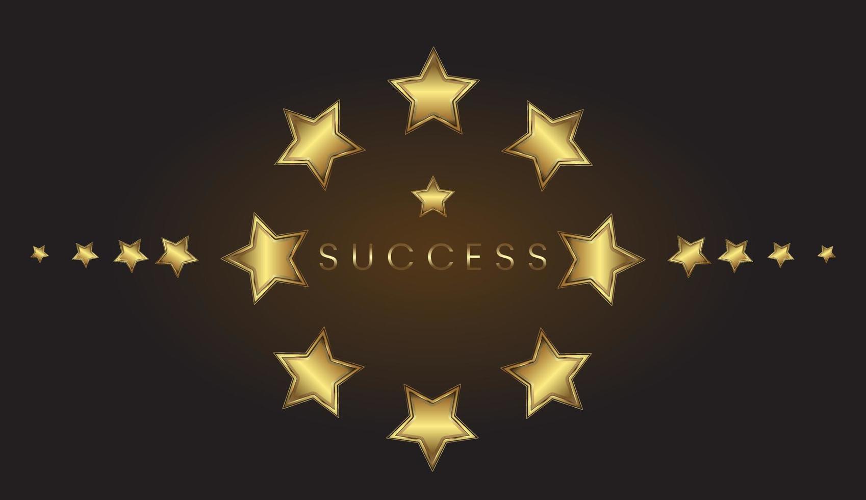 golden metallic stars on gradient brown background use as congrats banner, top level and the the greatest winner prize concepts design. vector