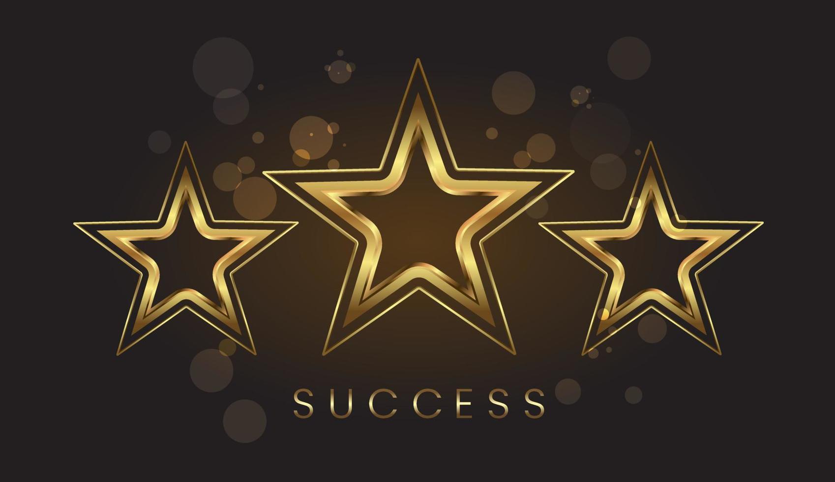 golden metallic stars on gradient brown background use as congrats banner, top level and the the greatest winner prize concepts design. vector