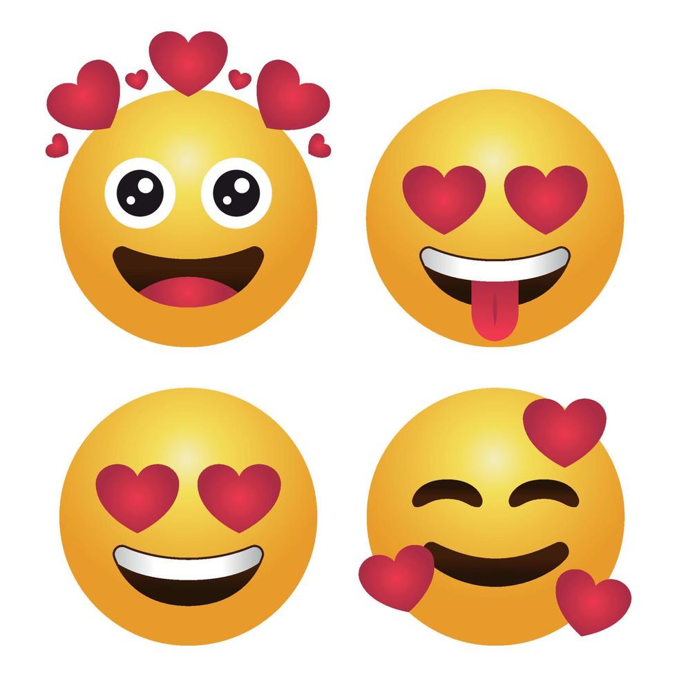 conjunto de emojis de corazón de amor diferentes vector