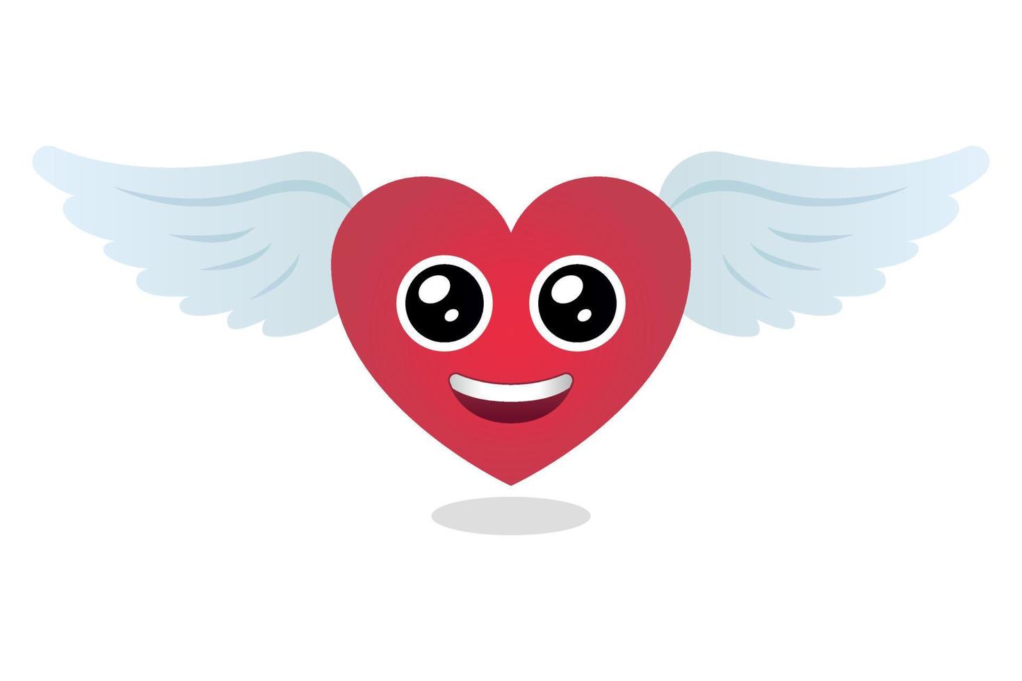 Cute Heart Emoji With White Wings vector