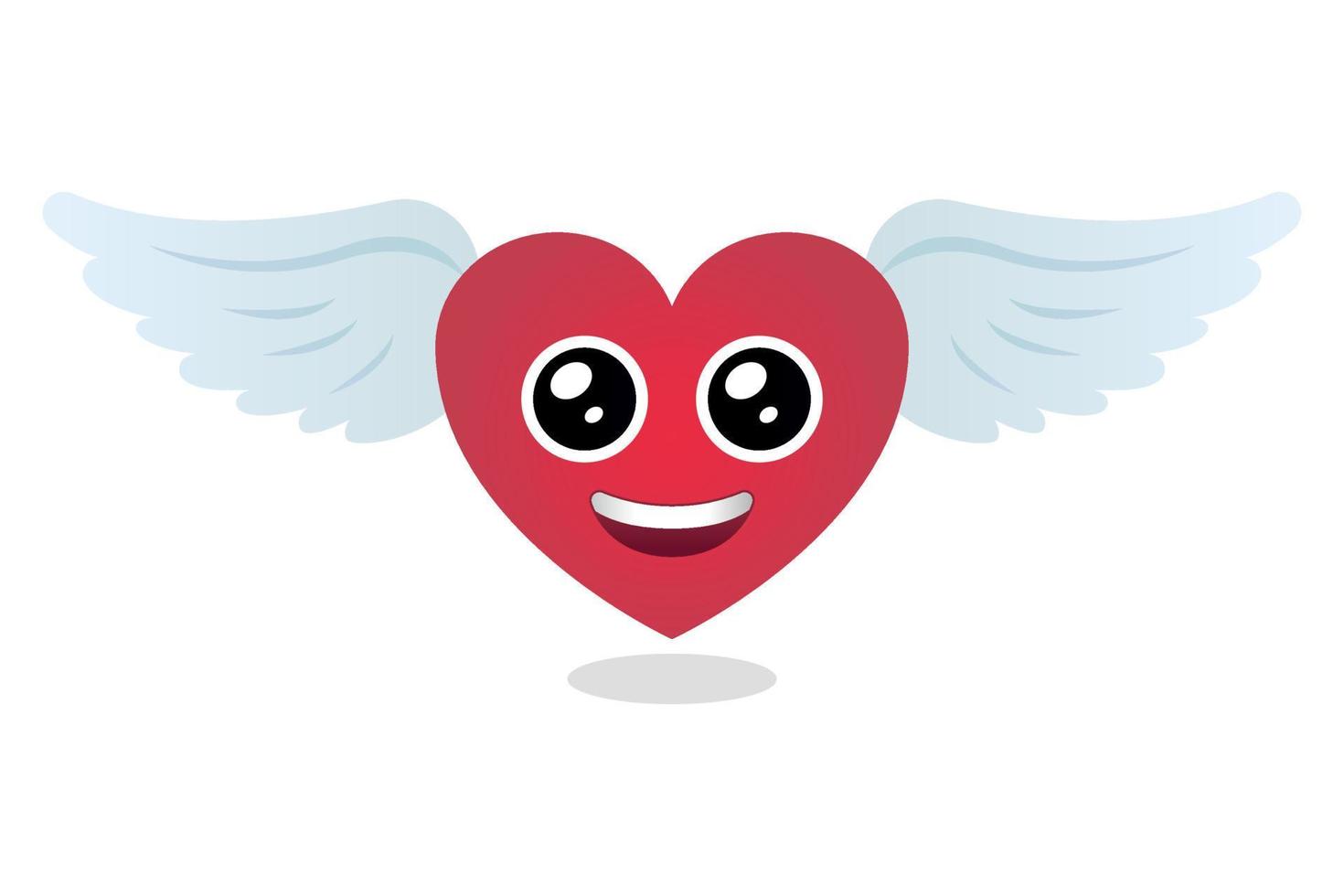 lindo emoji de corazón con alas blancas vector