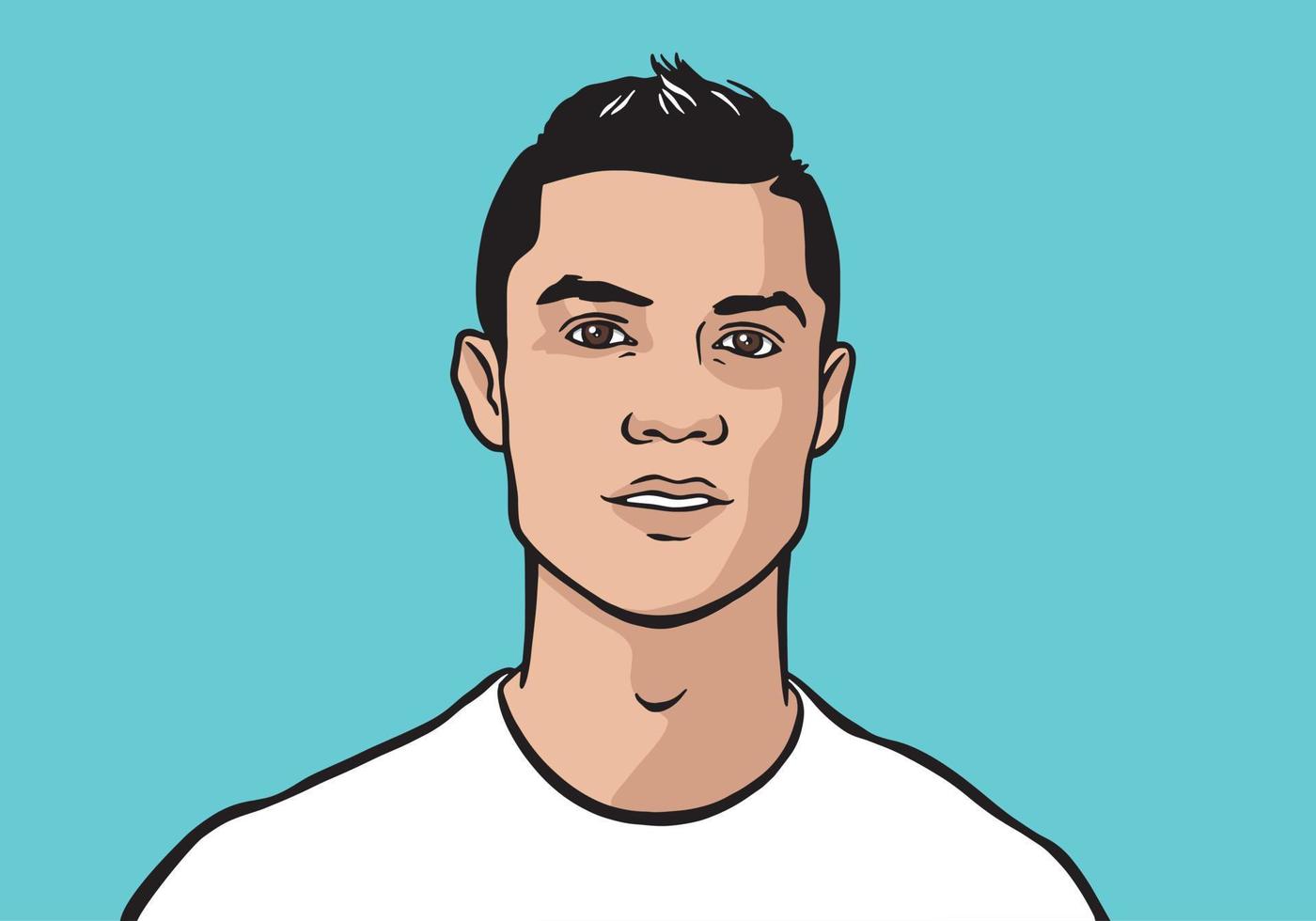 ilustración de retrato vectorial del futbolista portugués cristiano ronaldo vector