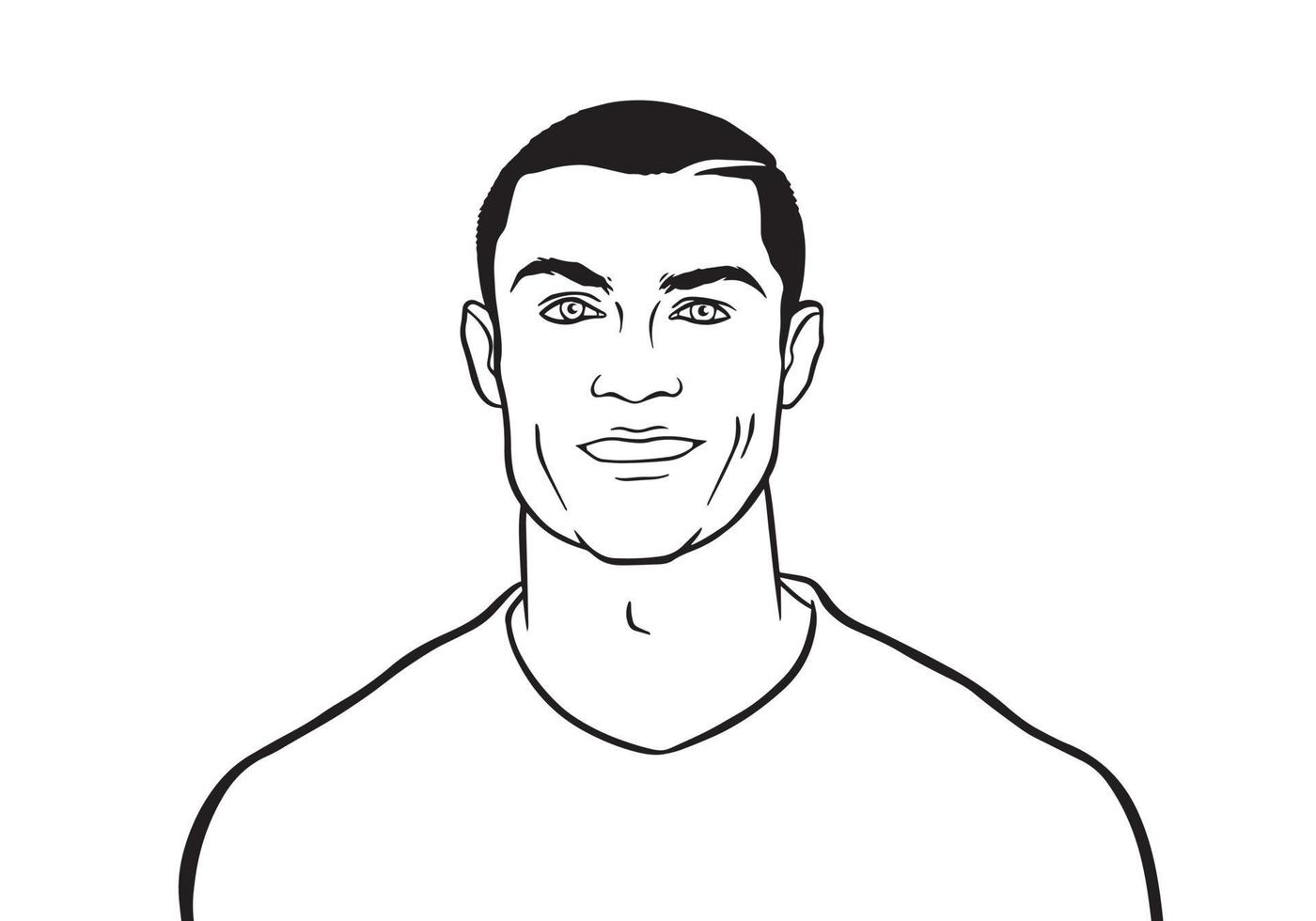 Black and white vector portrait illustration of Portuguese footballer Cristiano Ronaldo