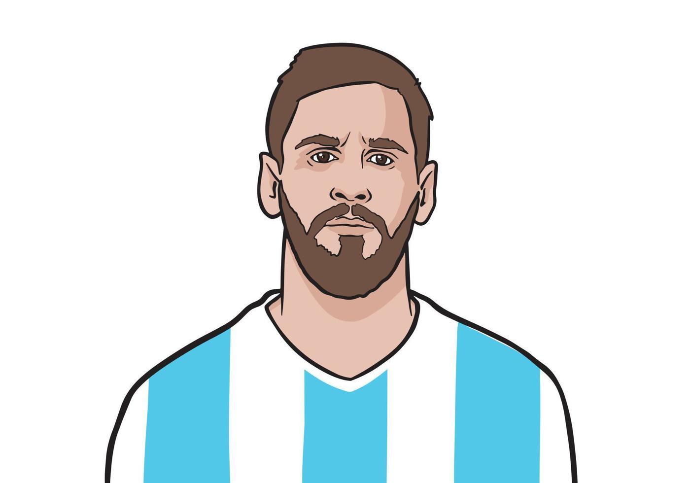 Argentinean footballer Paris Saint Germain Leo Messi. Vector portrait illustration