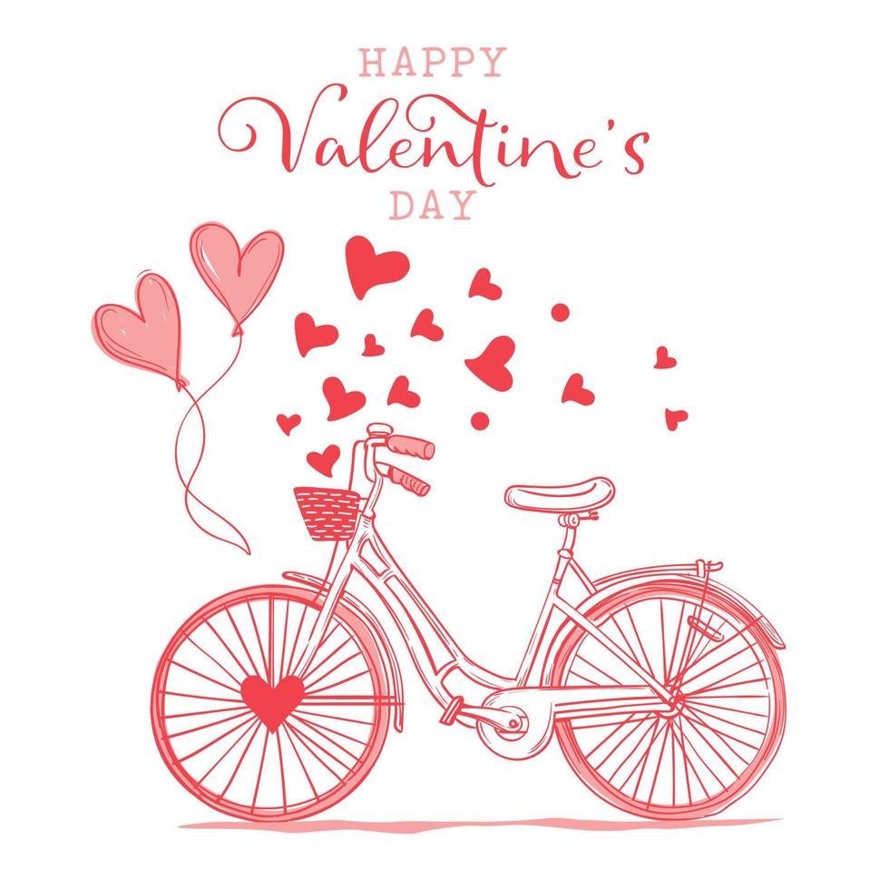 bicicleta del día de san valentín con frases del día de san valentín feliz  y globos de solera - diseño vectorial de san valentín 17778284 Vector en  Vecteezy