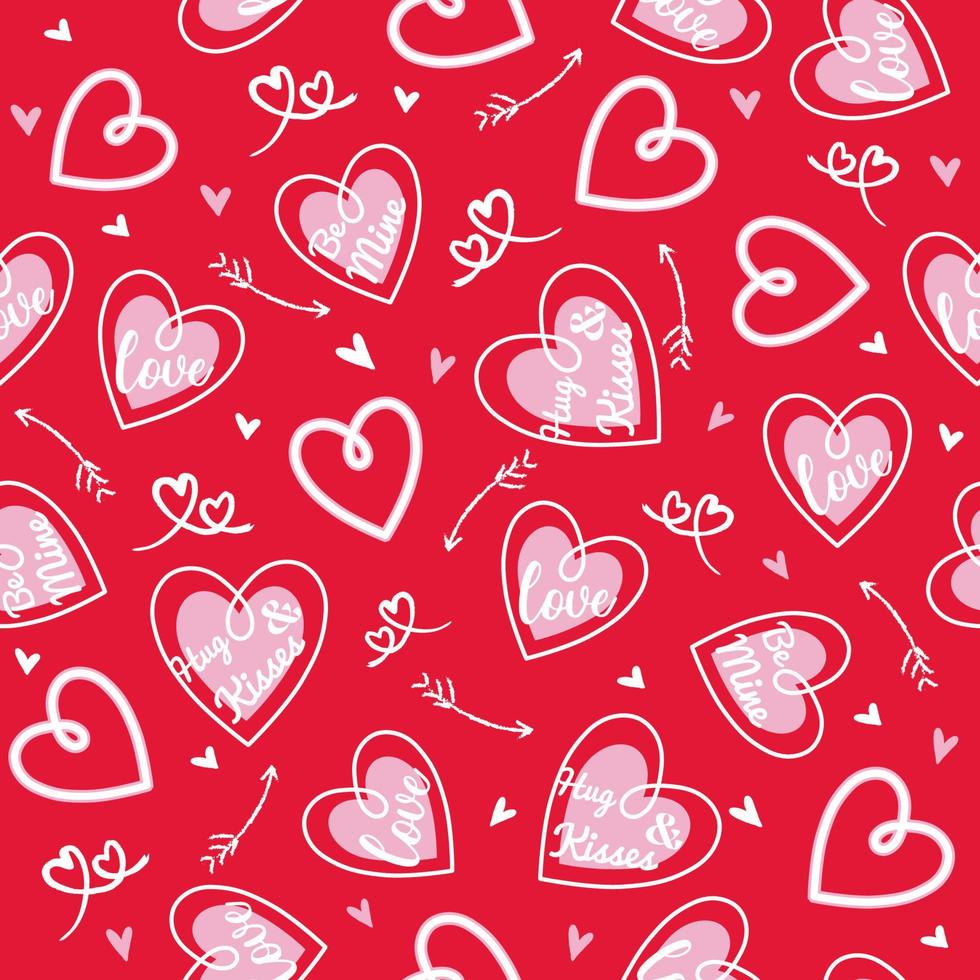 Seamless pattern of Valentine's Day  with Love Wording and Arrow- Valentine's Vector Illustration