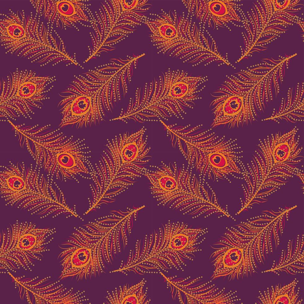 Seamless pattern of peacock feathers-Velvet violet peacock pattern design vector