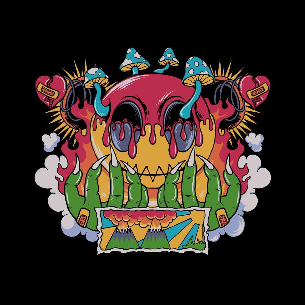 melt face print vector illustration