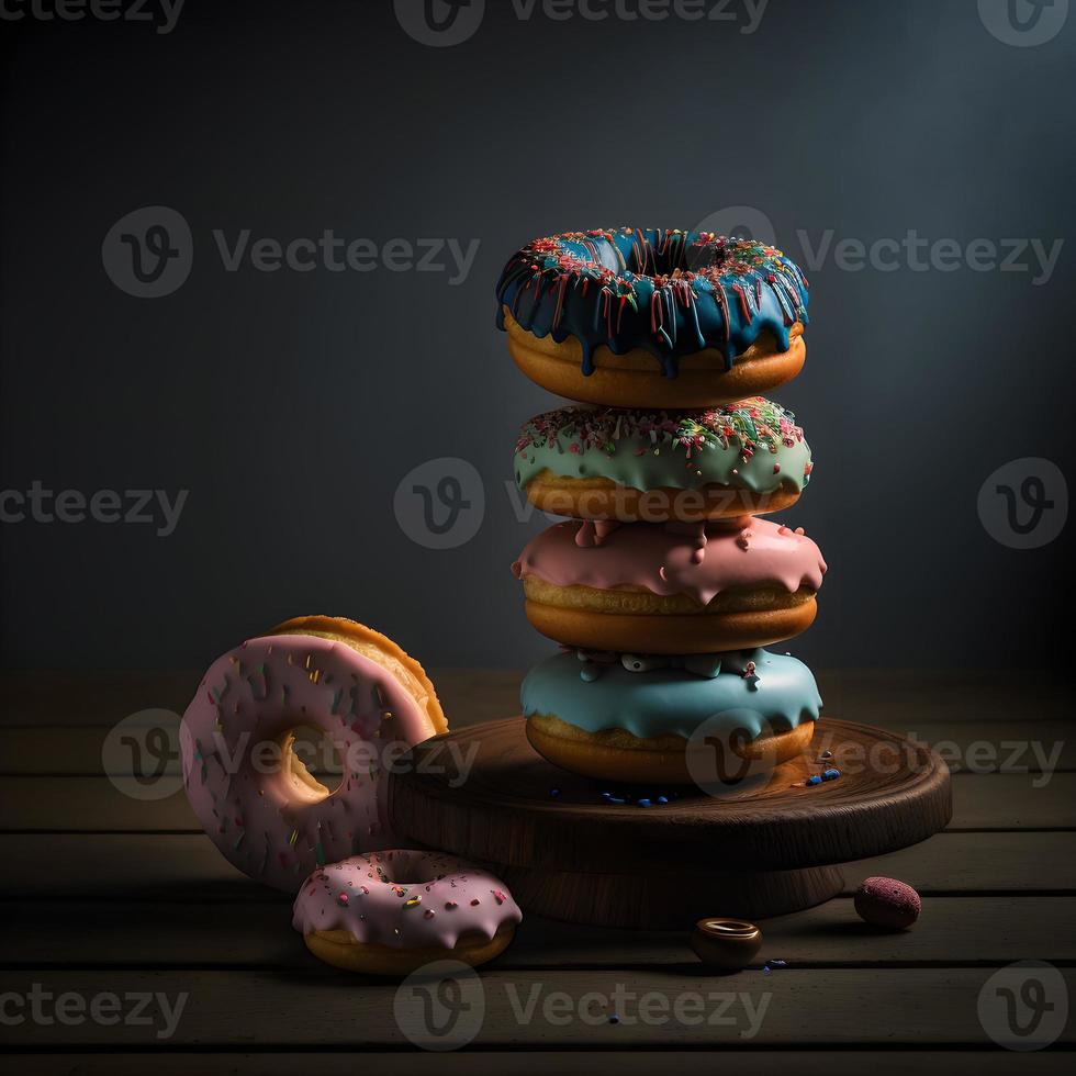 doughnuts on white background, perfect for advertising, packaging, menus, cookbooks. Highlighting texture and details, shot from above, high-res suitable for printing, posters, banners and more photo