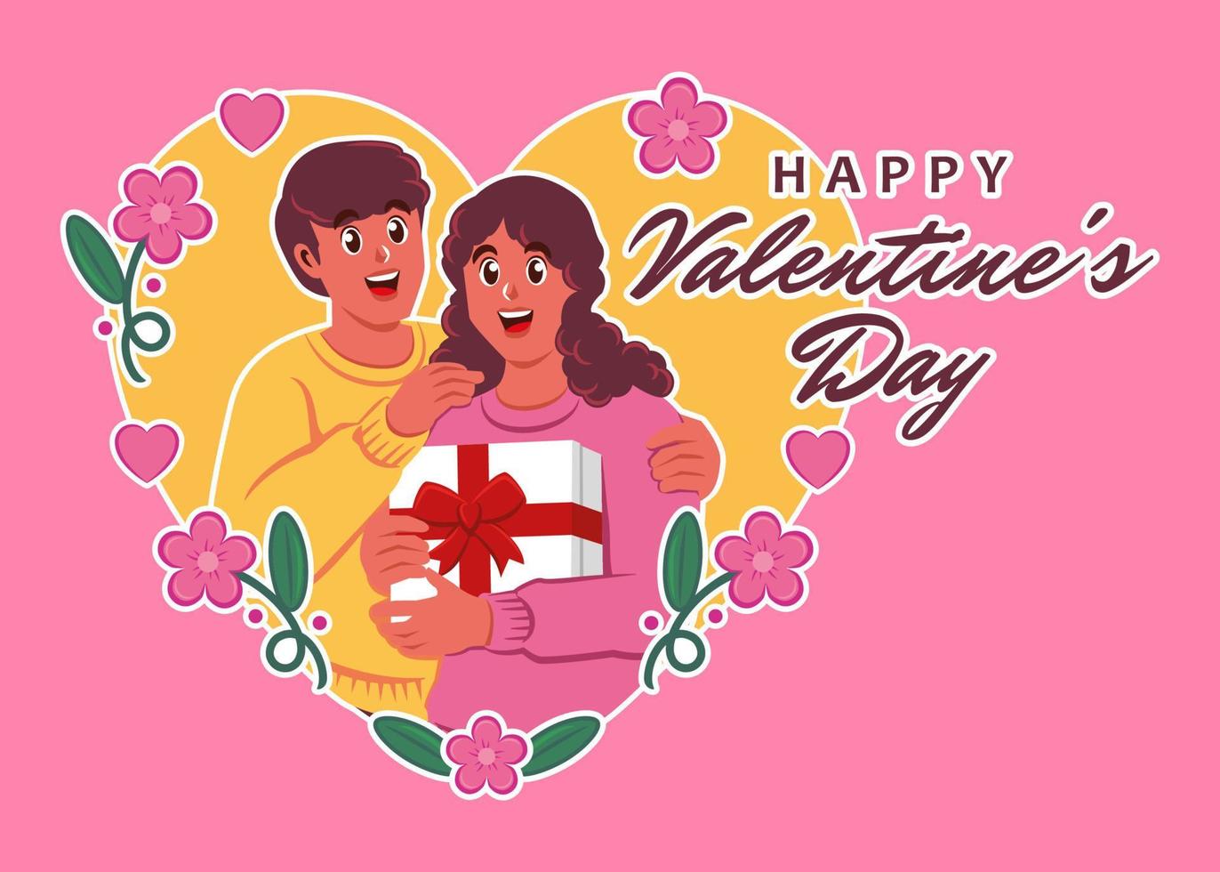 valentines day with romantic couple vector