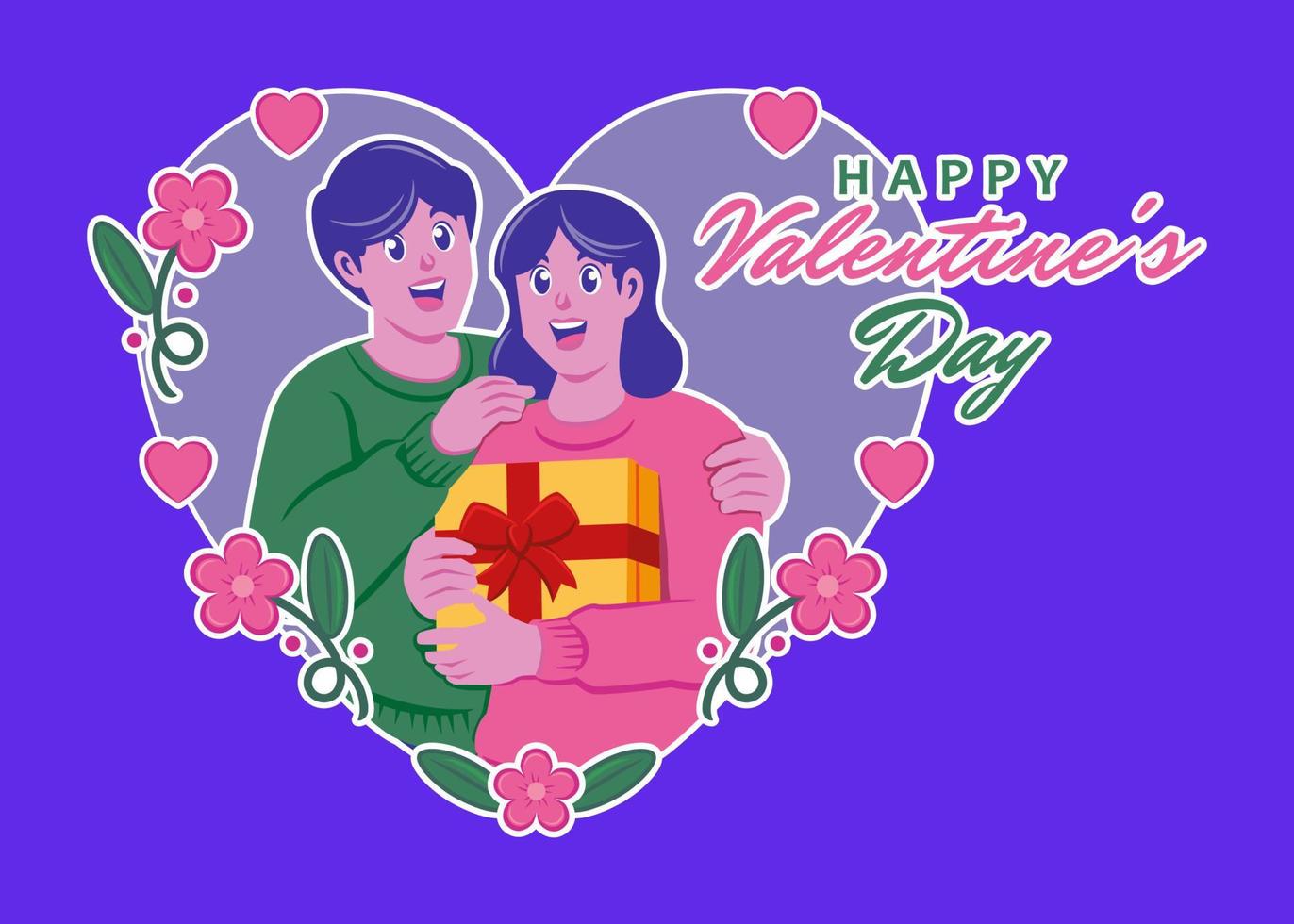 valentines day with romantic couple vector