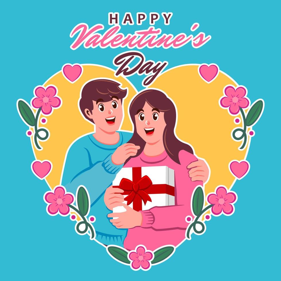 valentines day with romantic couple vector