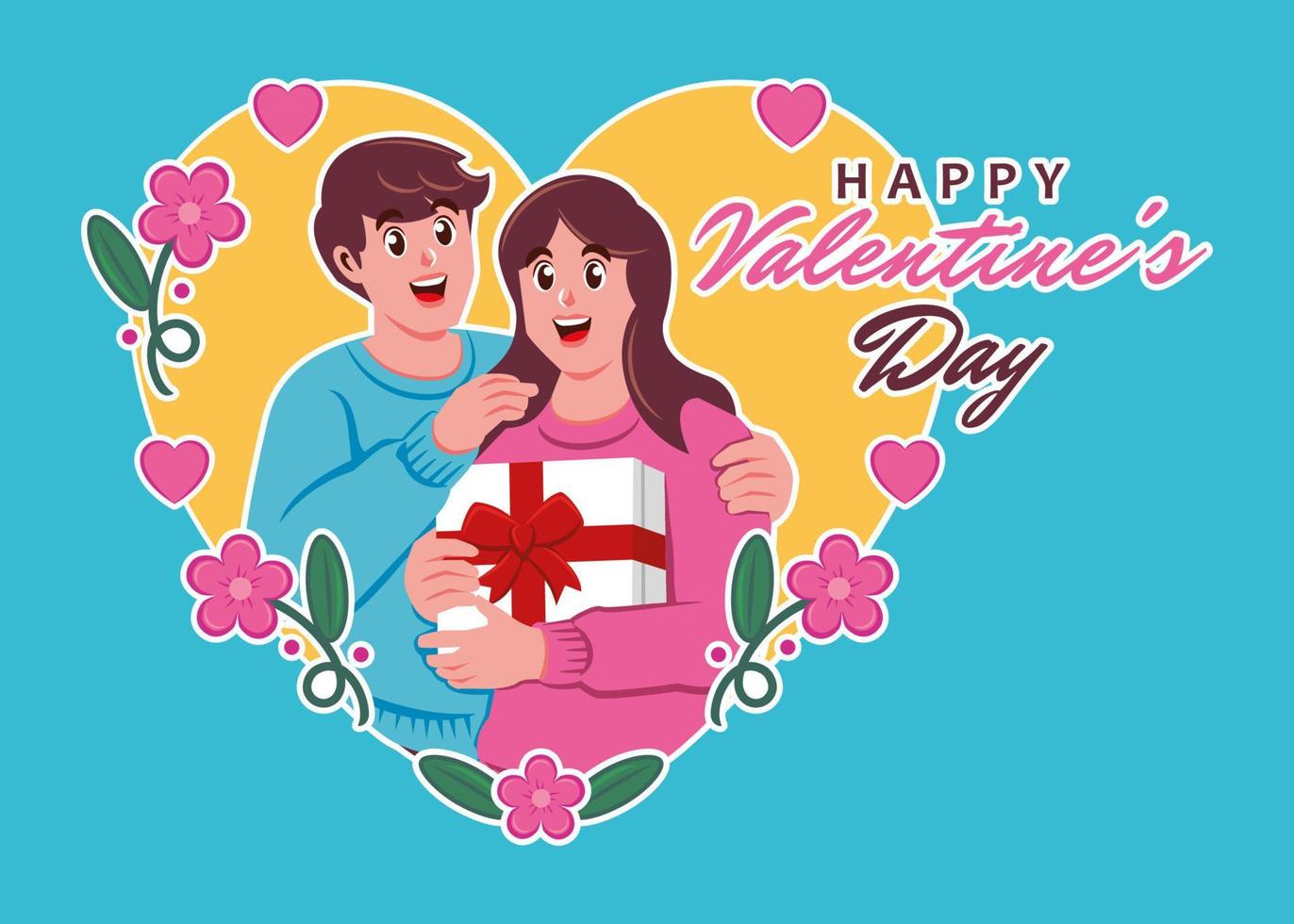 valentines day with romantic couple vector