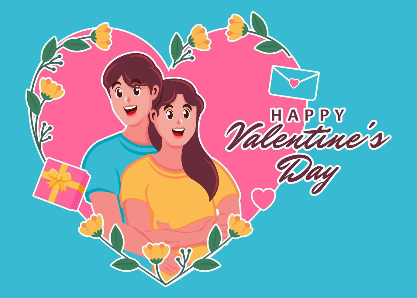 valentines day with romantic couple vector