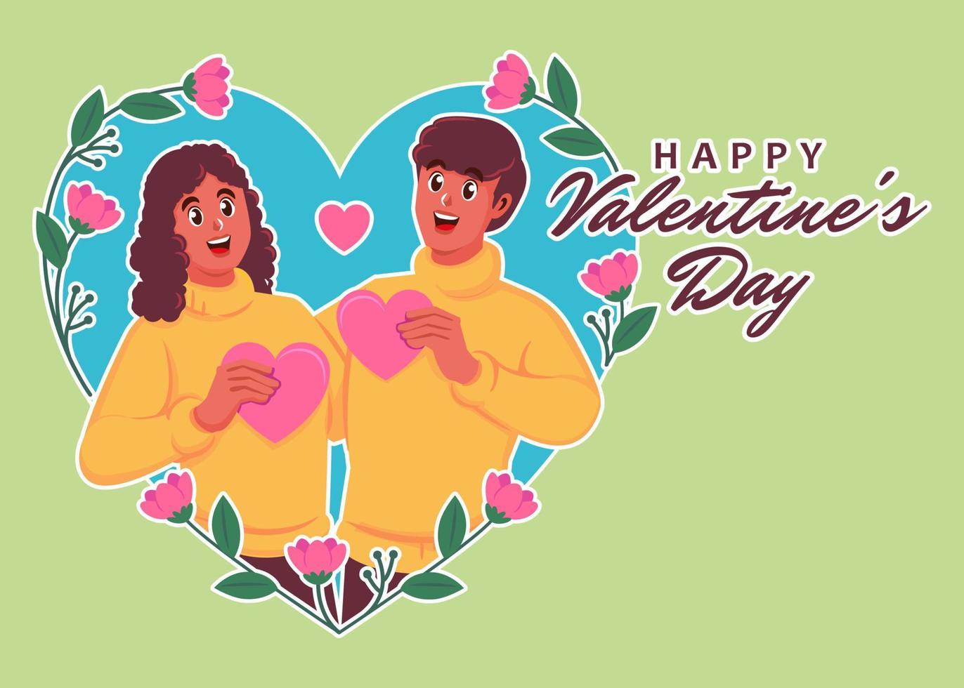 valentines day with romantic couple vector