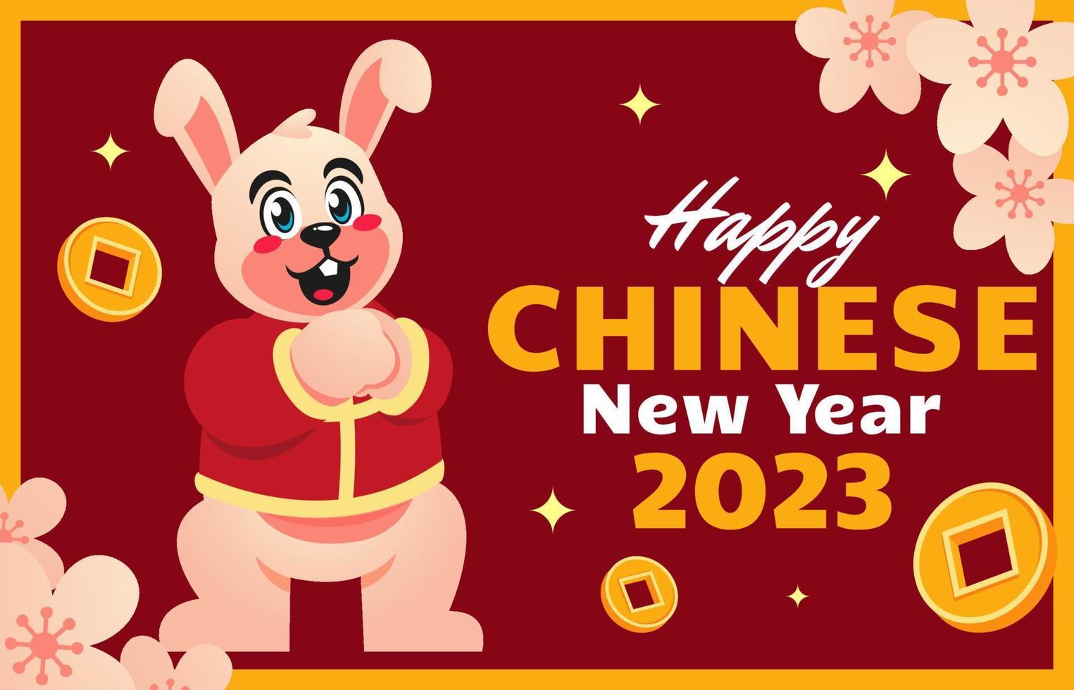 chinese new year celebration with rabbit vector