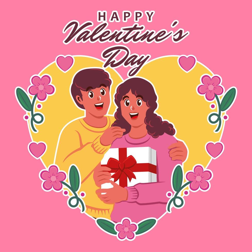 valentines day with romantic couple vector