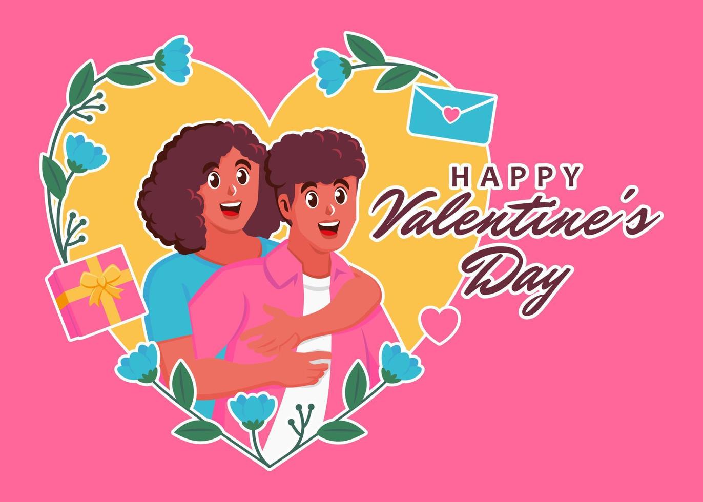 valentines day with romantic couple vector