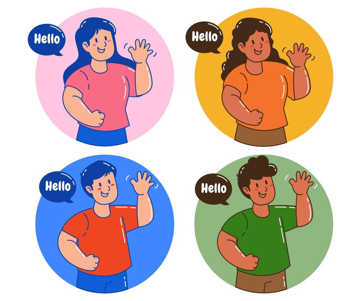 welcome people say hello concept for landing page vector