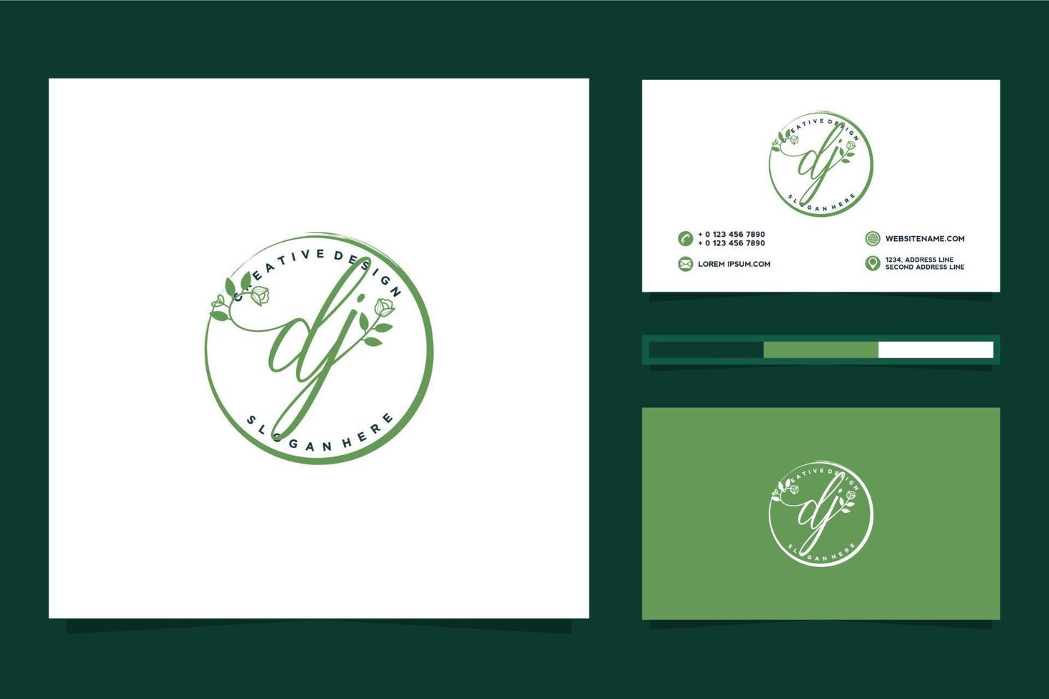 Initial DJ Feminine logo collections and business card templat Premium Vector
