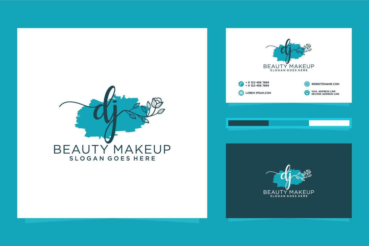 Initial DJ Feminine logo collections and business card templat Premium Vector