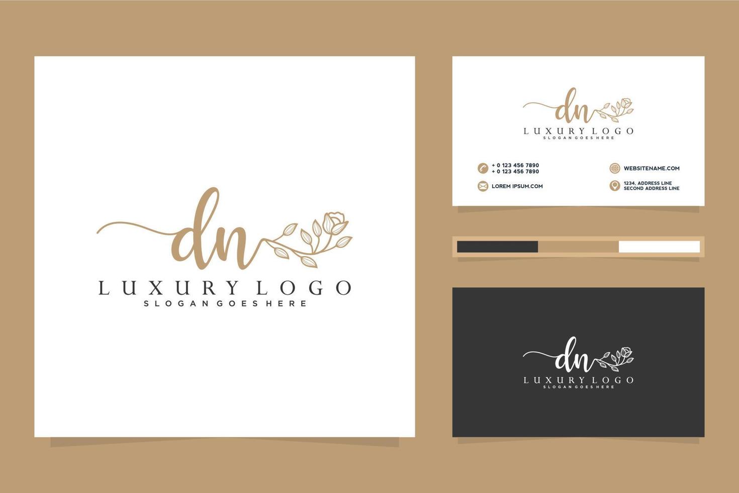 Initial DN Feminine logo collections and business card templat Premium Vector