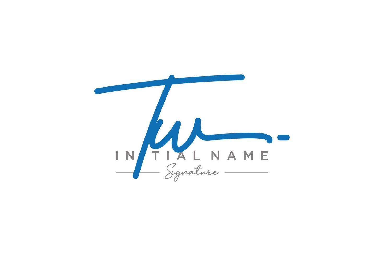 vector de plantilla de logotipo de firma inicial tw. ilustración de vector de letras de caligrafía dibujada a mano.
