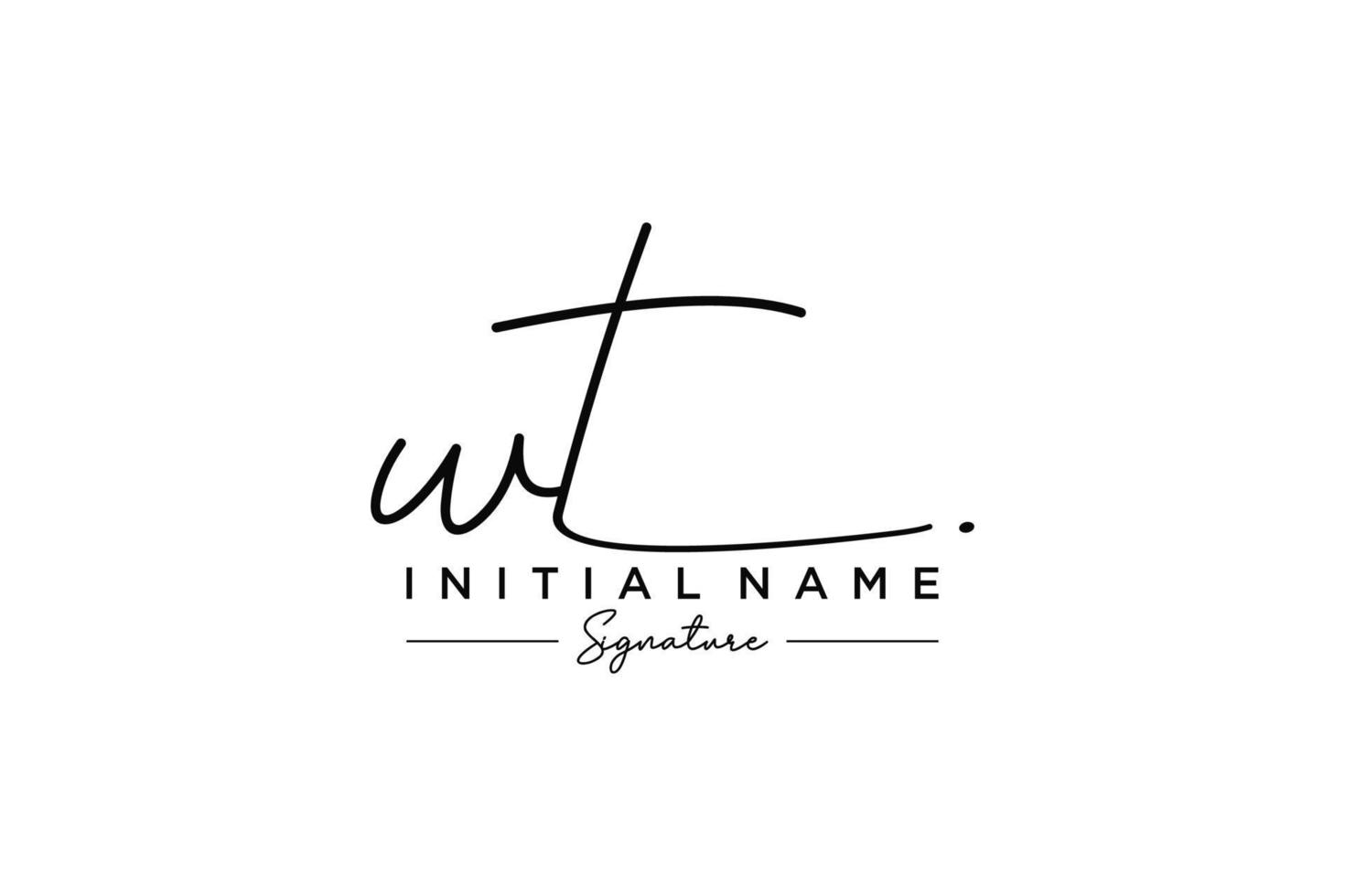 Initial WT signature logo template vector. Hand drawn Calligraphy lettering Vector illustration.