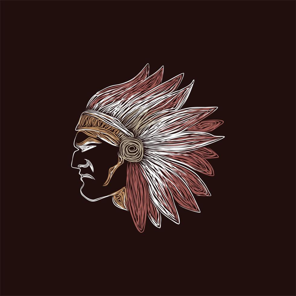 diseño de ilustración de ilustraciones de apache de cabeza humana vector