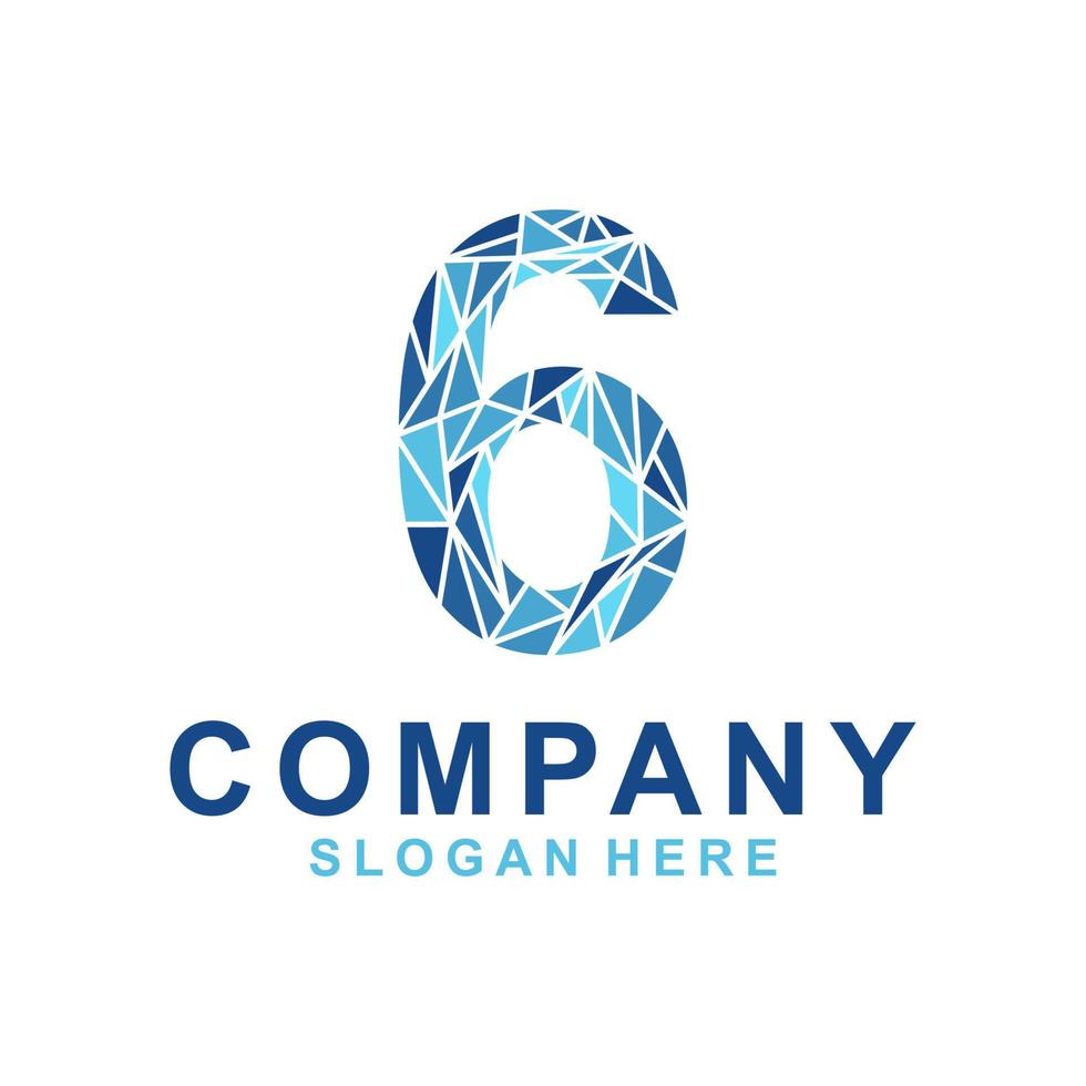 six number geometric polygon logo design vector