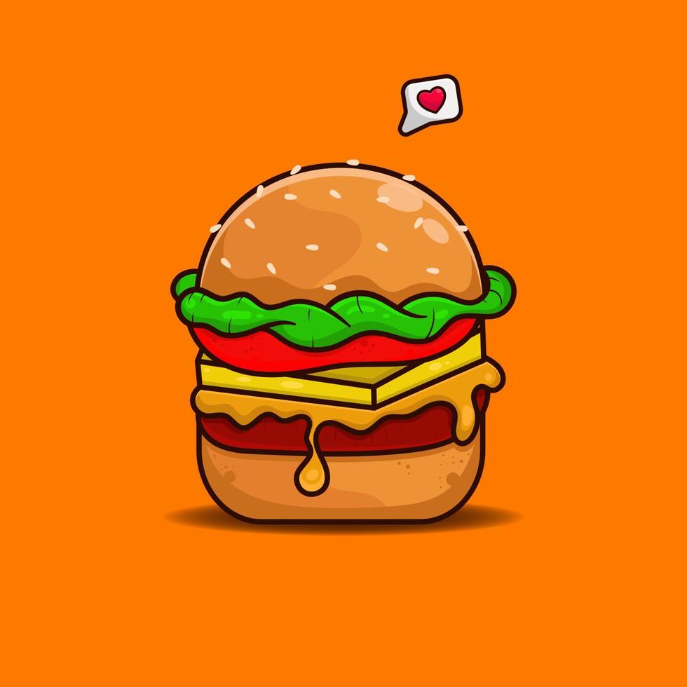 Vector burger vector cartoon art illustration on isolated background
