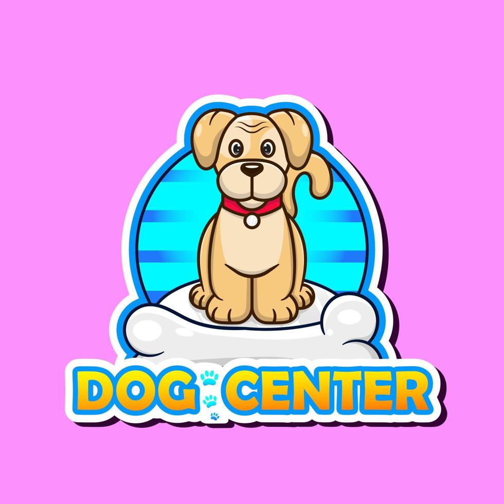 Cute dog logo with dog center concept vector