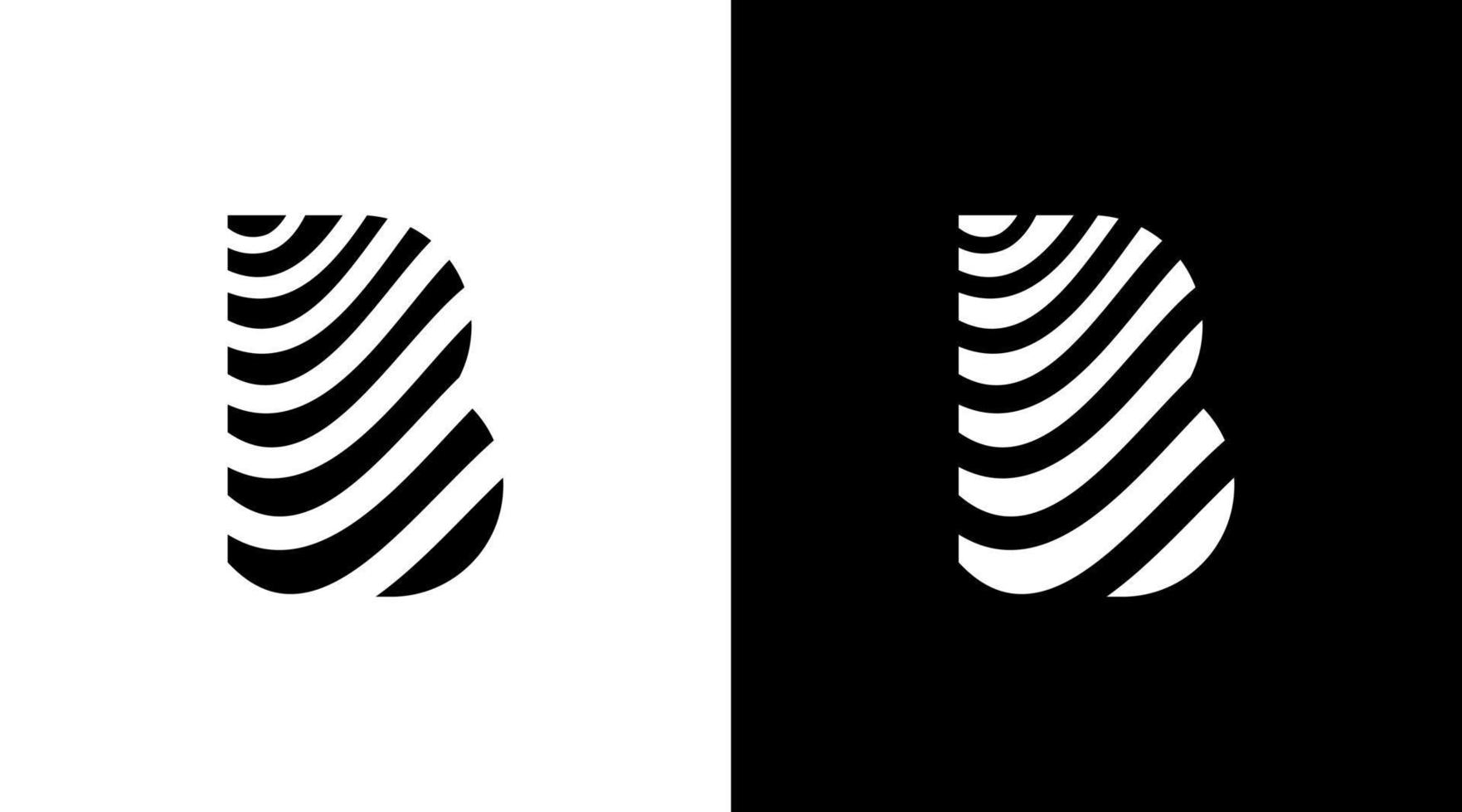 logotipo de empresa monograma b letra inicial rayas blanco y negro icono ilustración estilo diseños plantillas vector