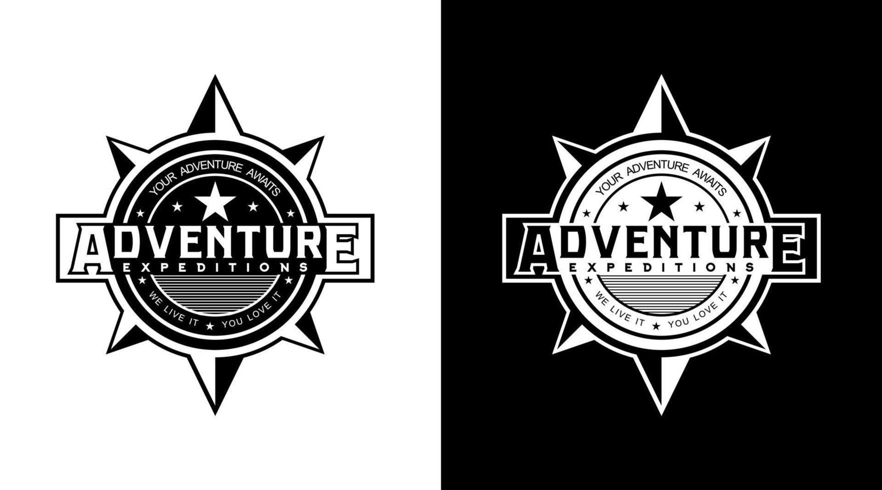 diseño de insignias de logotipo de aventura plantillas de diseños de estilo de ilustración de icono en blanco y negro vector